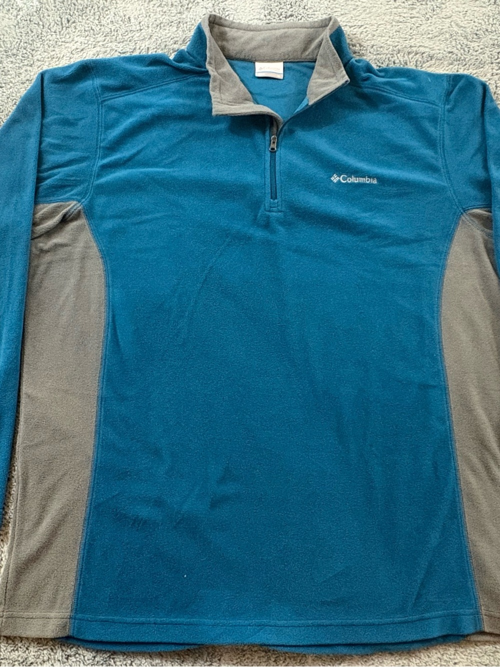 Columbia Teal and Gray Quarter-Zip Fleece Pullover